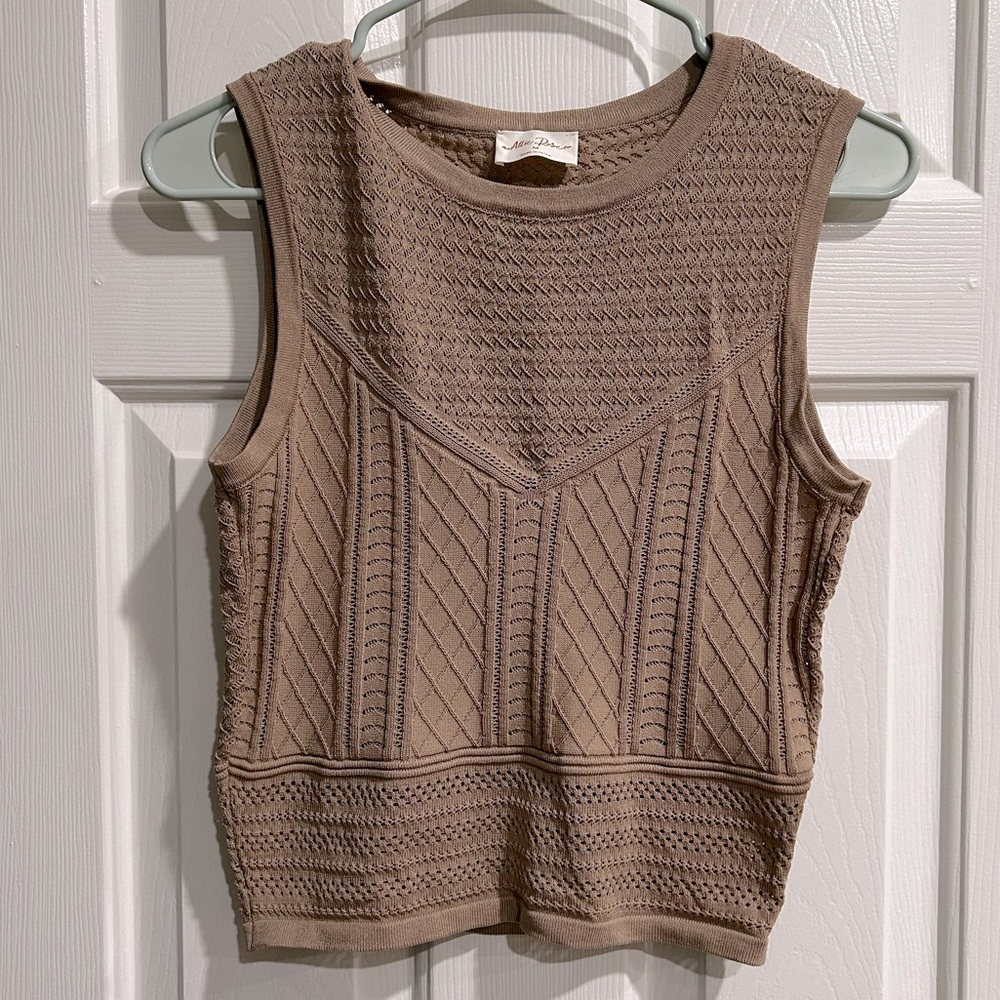 Allie Rose crop brown or tan knit tank top vest